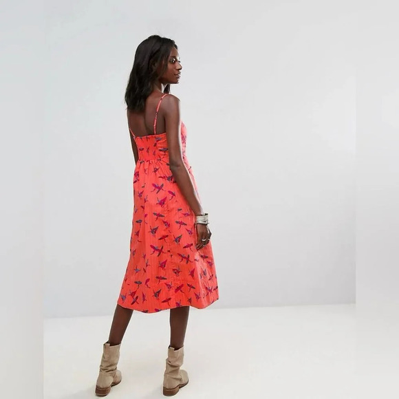 FREE PEOPLE Sunshine of Your‎ Love Midi Dress in Red Combo - Picture 4 of 13